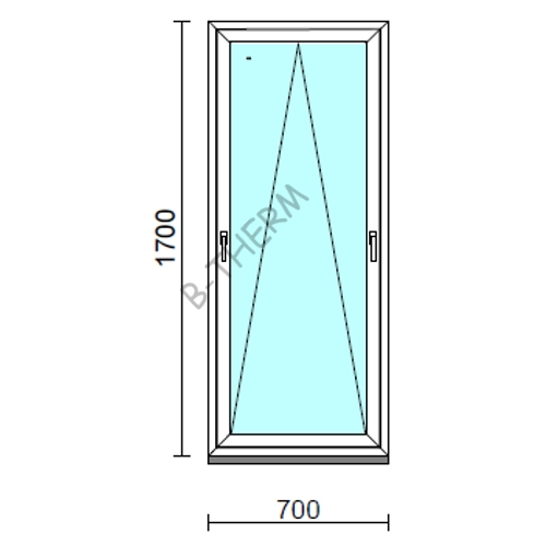 Kétkilincses bukó ablak.   70x170 cm (Rendelhető méretek: szélesség 65- 74 cm, magasság 165-174 cm.)   Green 76 profilból