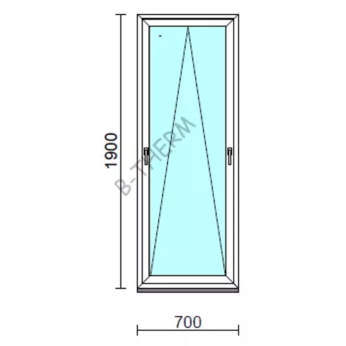 Kétkilincses bukó ablak.   70x190 cm (Rendelhető méretek: szélesség 65- 74 cm, magasság 185-194 cm.)   Green 76 profilból