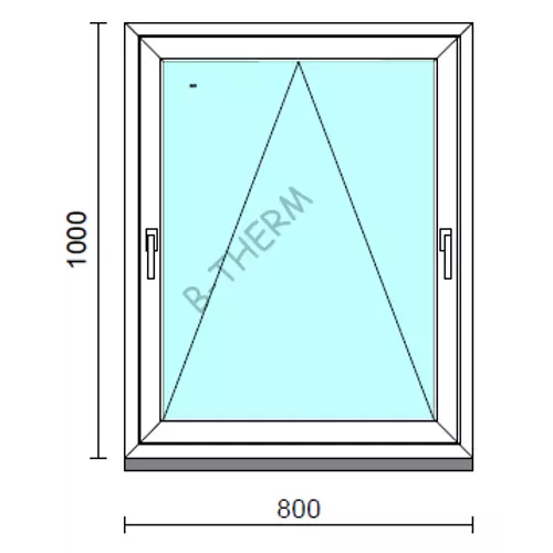 Kétkilincses bukó ablak.   80x100 cm (Rendelhető méretek: szélesség 75- 84 cm, magasság 95-104 cm.)  New Balance 85 profilból
