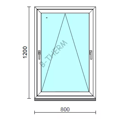Kétkilincses bukó ablak.   80x120 cm (Rendelhető méretek: szélesség 75- 84 cm, magasság 115-124 cm.) Deluxe A85 profilból