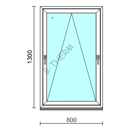 Kétkilincses bukó ablak.   80x130 cm (Rendelhető méretek: szélesség 75- 84 cm, magasság 125-134 cm.)   Green 76 profilból