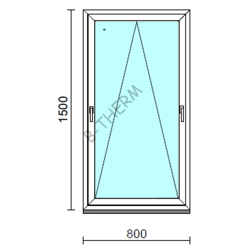 Kétkilincses bukó ablak.   80x150 cm (Rendelhető méretek: szélesség 75- 84 cm, magasság 145-154 cm.)   Green 76 profilból