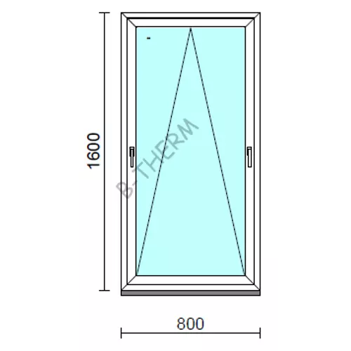 Kétkilincses bukó ablak.   80x160 cm (Rendelhető méretek: szélesség 75- 84 cm, magasság 155-164 cm.)   Green 76 profilból