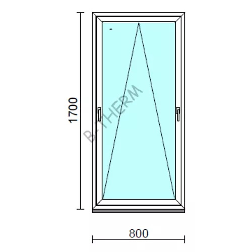 Kétkilincses bukó ablak.   80x170 cm (Rendelhető méretek: szélesség 75- 84 cm, magasság 165-174 cm.) Deluxe A85 profilból