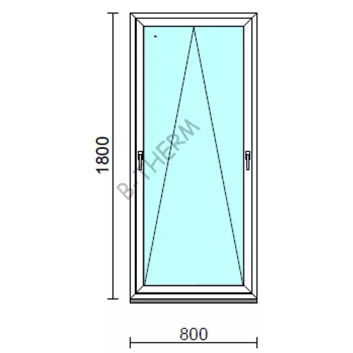 Kétkilincses bukó ablak.   80x180 cm (Rendelhető méretek: szélesség 75- 84 cm, magasság 175-184 cm.)   Green 76 profilból