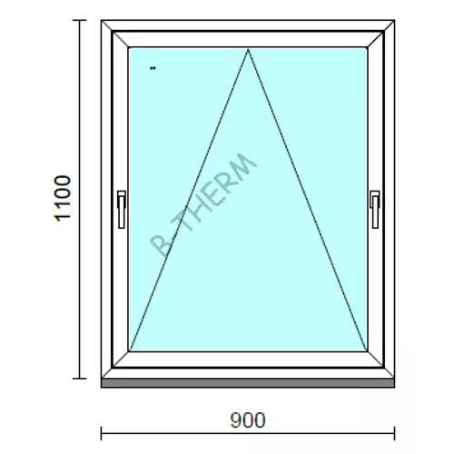 Kétkilincses bukó ablak.   90x110 cm (Rendelhető méretek: szélesség 85- 90 cm, magasság 105-114 cm.)  New Balance 85 profilból