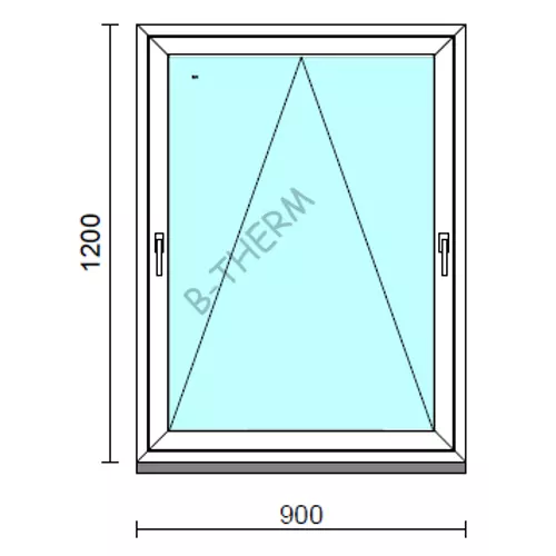 Kétkilincses bukó ablak.   90x120 cm (Rendelhető méretek: szélesség 85- 90 cm, magasság 115-124 cm.) Deluxe A85 profilból