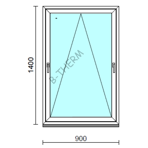 Kétkilincses bukó ablak.   90x140 cm (Rendelhető méretek: szélesség 85- 90 cm, magasság 135-144 cm.)   Green 76 profilból