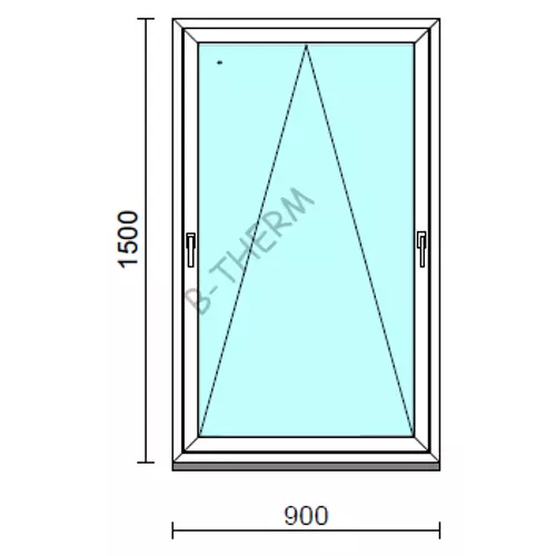 Kétkilincses bukó ablak.   90x150 cm (Rendelhető méretek: szélesség 85- 90 cm, magasság 145-154 cm.)   Green 76 profilból