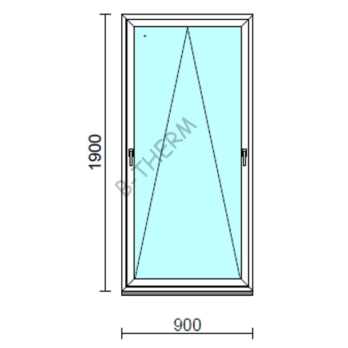 Kétkilincses bukó ablak.   90x190 cm (Rendelhető méretek: szélesség 85- 90 cm, magasság 185-194 cm.)  New Balance 85 profilból