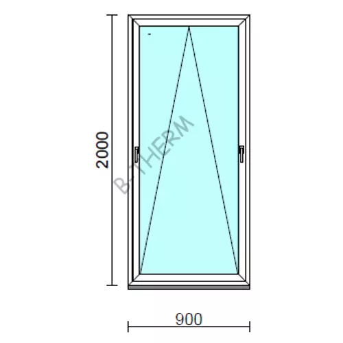 Kétkilincses bukó ablak.   90x200 cm (Rendelhető méretek: szélesség 85- 90 cm, magasság 195-200 cm.)   Green 76 profilból