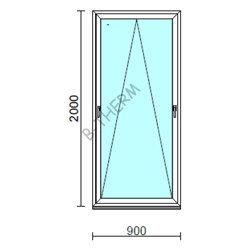 Kétkilincses bukó ablak.   90x200 cm (Rendelhető méretek: szélesség 85- 90 cm, magasság 195-200 cm.)   Green 76 profilból