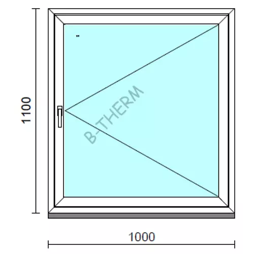 Nyíló ablak.  100x110 cm (Rendelhető méretek: szélesség 95-104 cm, magasság 105-114 cm.) Deluxe A85 profilból