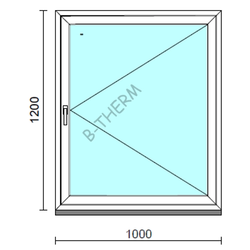 Nyíló ablak.  100x120 cm (Rendelhető méretek: szélesség 95-104 cm, magasság 115-124 cm.) Deluxe A85 profilból