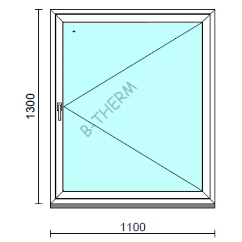 Nyíló ablak.  110x130 cm (Rendelhető méretek: szélesség 105-114 cm, magasság 125-134 cm.) Deluxe A85 profilból