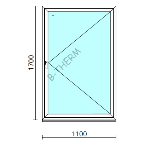 Nyíló ablak.  110x170 cm (Rendelhető méretek: szélesség 105-114 cm, magasság 165-174 cm.) Deluxe A85 profilból