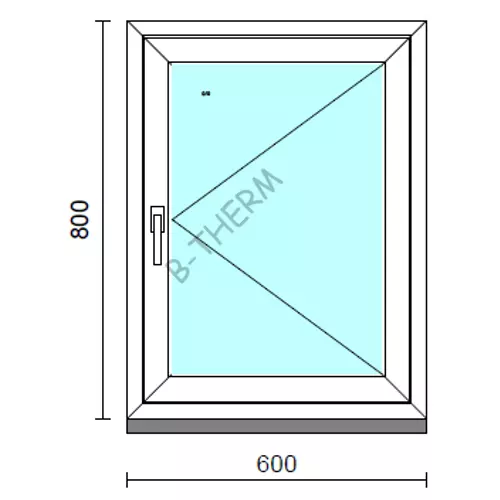 Nyíló ablak.   60x 80 cm (Rendelhető méretek: szélesség 55- 64 cm, magasság 75- 84 cm.) Deluxe A85 profilból
