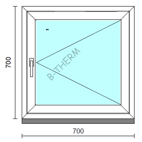 Nyíló ablak.   70x 70 cm (Rendelhető méretek: szélesség 65- 74 cm, magasság 65- 74 cm.) Deluxe A85 profilból