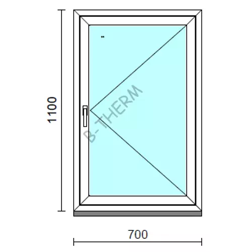 Nyíló ablak.   70x110 cm (Rendelhető méretek: szélesség 65- 74 cm, magasság 105-114 cm.) Deluxe A85 profilból