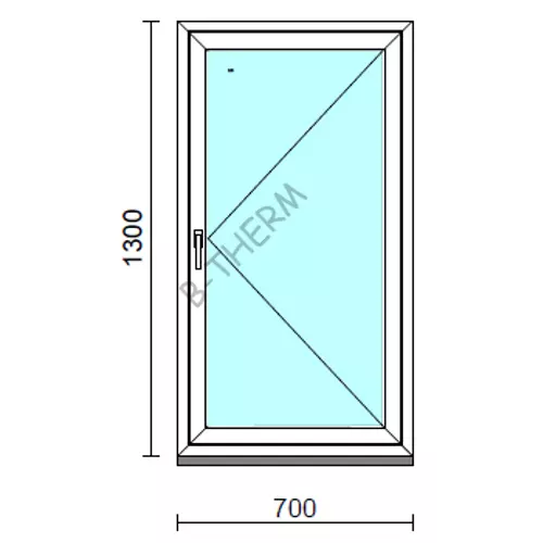 Nyíló ablak.   70x130 cm (Rendelhető méretek: szélesség 65- 74 cm, magasság 125-134 cm.) Deluxe A85 profilból