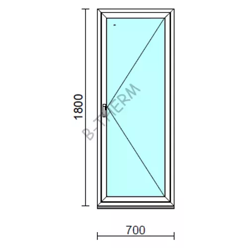 Nyíló ablak.   70x180 cm (Rendelhető méretek: szélesség 65- 74 cm, magasság 175-180 cm.) Deluxe A85 profilból