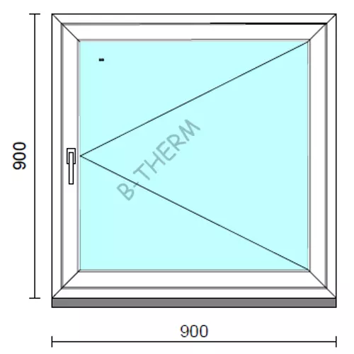 Nyíló ablak.   90x 90 cm (Rendelhető méretek: szélesség 85- 94 cm, magasság 85- 94 cm.)  New Balance 85 profilból