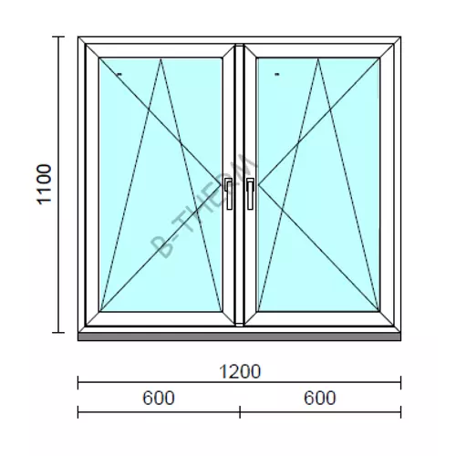 TO Bny-Bny ablak.  120x110 cm (Rendelhető méretek: szélesség 120-124 cm, magasság 105-114 cm.)   Green 76 profilból