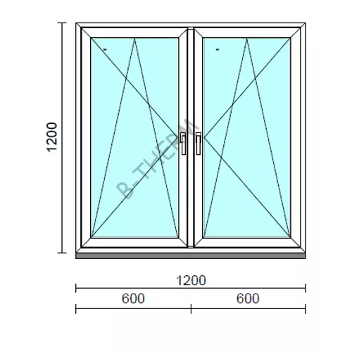 TO Bny-Bny ablak.  120x120 cm (Rendelhető méretek: szélesség 120-124 cm, magasság 115-124 cm.)   Green 76 profilból