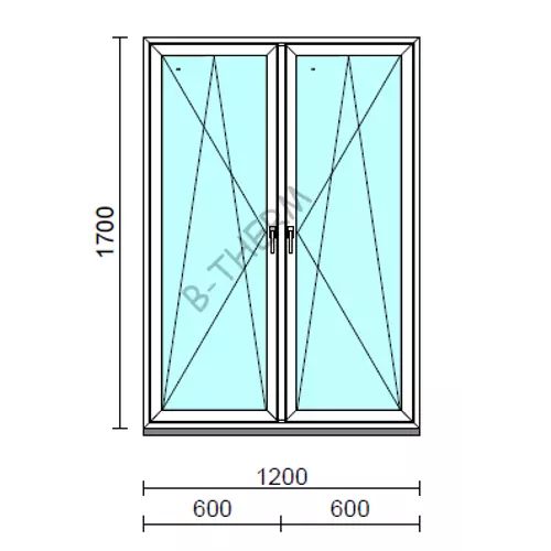 TO Bny-Bny ablak.  120x170 cm (Rendelhető méretek: szélesség 120-124 cm, magasság 165-174 cm.)   Green 76 profilból