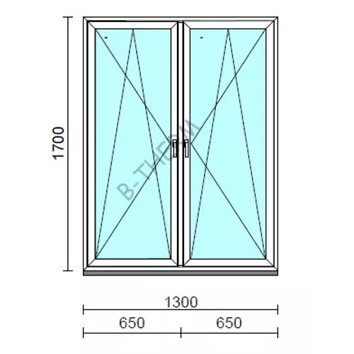 TO Bny-Bny ablak.  130x170 cm (Rendelhető méretek: szélesség 125-134 cm, magasság 165-174 cm.)   Green 76 profilból