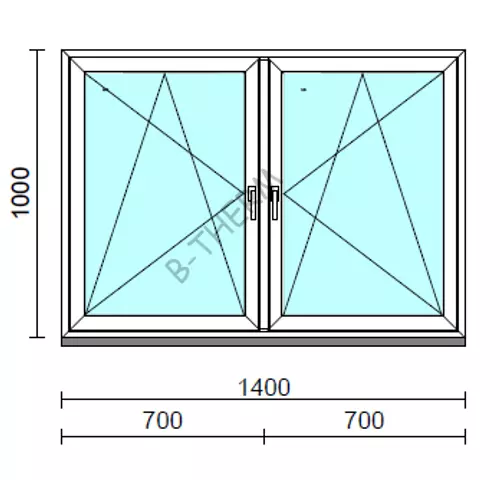 TO Bny-Bny ablak.  140x100 cm (Rendelhető méretek: szélesség 135-144 cm, magasság 95-104 cm.)  New Balance 85 profilból