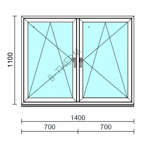 TO Bny-Bny ablak.  140x110 cm (Rendelhető méretek: szélesség 135-144 cm, magasság 105-114 cm.)   Green 76 profilból
