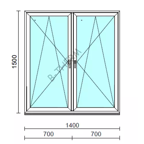 TO Bny-Bny ablak.  140x150 cm (Rendelhető méretek: szélesség 135-144 cm, magasság 145-154 cm.)   Green 76 profilból