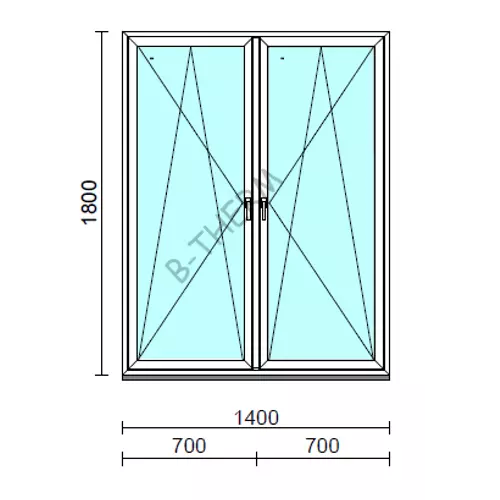 TO Bny-Bny ablak.  140x180 cm (Rendelhető méretek: szélesség 135-144 cm, magasság 175-184 cm.)   Green 76 profilból