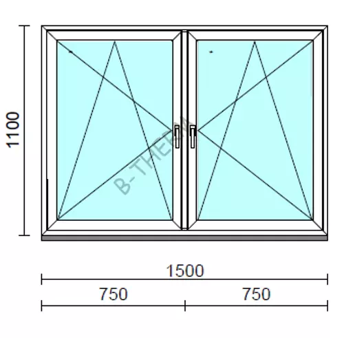 TO Bny-Bny ablak.  150x110 cm (Rendelhető méretek: szélesség 145-154 cm, magasság 105-114 cm.) Deluxe A85 profilból