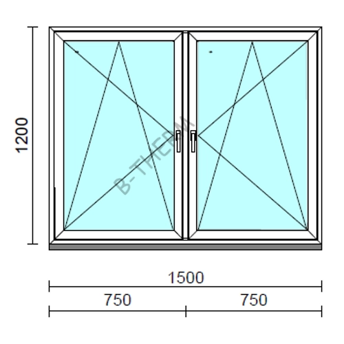 TO Bny-Bny ablak.  150x120 cm (Rendelhető méretek: szélesség 145-154 cm, magasság 115-124 cm.)   Green 76 profilból