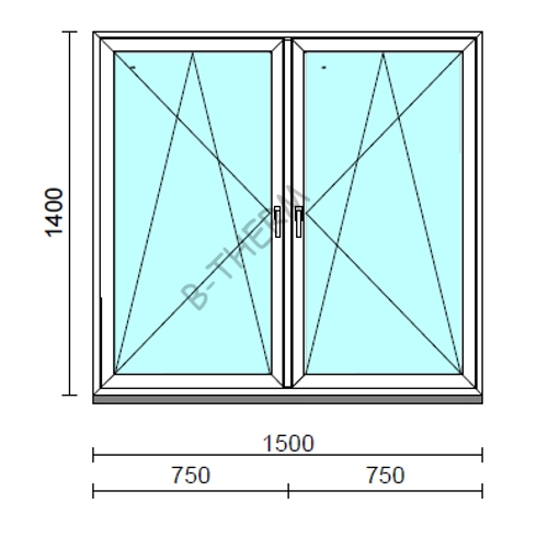 TO Bny-Bny ablak.  150x140 cm (Rendelhető méretek: szélesség 145-154 cm, magasság 135-144 cm.) Deluxe A85 profilból