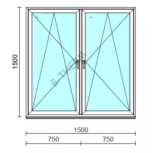 TO Bny-Bny ablak.  150x150 cm (Rendelhető méretek: szélesség 145-154 cm, magasság 145-154 cm.)  New Balance 85 profilból