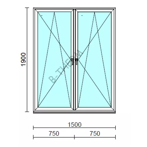 TO Bny-Bny ablak.  150x190 cm (Rendelhető méretek: szélesség 145-154 cm, magasság 185-190 cm.)   Green 76 profilból