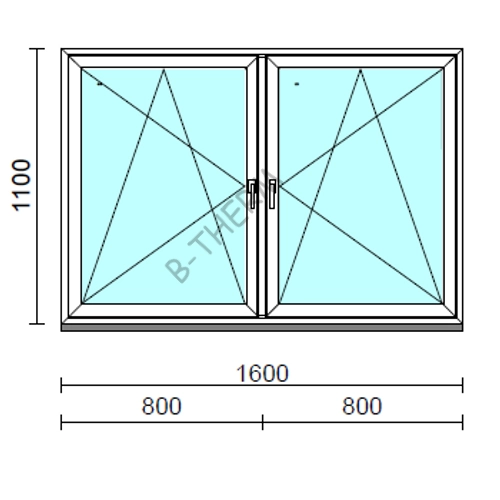 TO Bny-Bny ablak.  160x110 cm (Rendelhető méretek: szélesség 155-164 cm, magasság 105-114 cm.)   Green 76 profilból