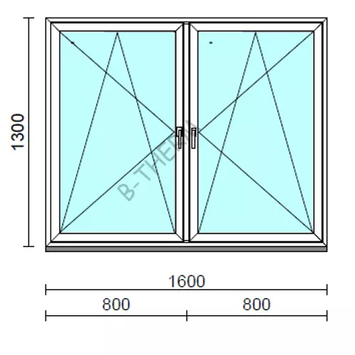TO Bny-Bny ablak.  160x130 cm (Rendelhető méretek: szélesség 155-164 cm, magasság 125-134 cm.) Deluxe A85 profilból