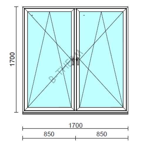 TO Bny-Bny ablak.  170x170 cm (Rendelhető méretek: szélesség 165-174 cm, magasság 165-174 cm.)   Green 76 profilból
