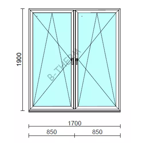 TO Bny-Bny ablak.  170x190 cm (Rendelhető méretek: szélesség 165-174 cm, magasság 185-190 cm.) Deluxe A85 profilból