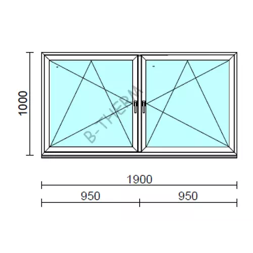 TO Bny-Bny ablak.  190x100 cm (Rendelhető méretek: szélesség 185-194 cm, magasság 95-104 cm.) Deluxe A85 profilból