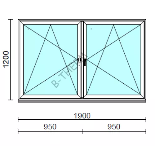 TO Bny-Bny ablak.  190x120 cm (Rendelhető méretek: szélesség 185-194 cm, magasság 115-124 cm.)   Green 76 profilból
