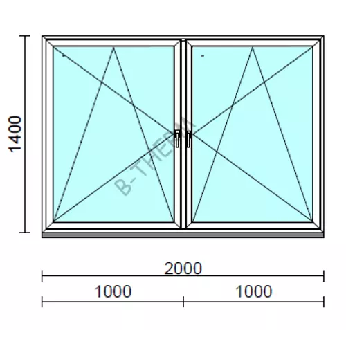 TO Bny-Bny ablak.  200x140 cm (Rendelhető méretek: szélesség 195-204 cm, magasság 135-144 cm.)   Green 76 profilból
