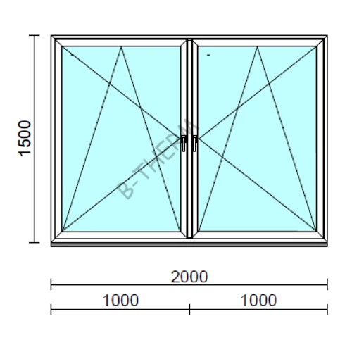 Tokosztott Bukó-nyíló/Bukó-nyíló ablak  200x150 cm Deluxe A85 profilból