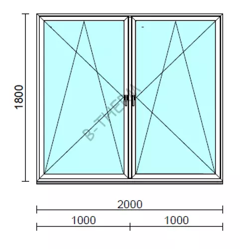 TO Bny-Bny ablak.  200x180 cm (Rendelhető méretek: szélesség 195-204 cm, magasság 175-184 cm.) Deluxe A85 profilból