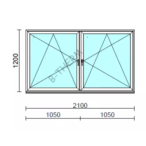 TO Bny-Bny ablak.  210x120 cm (Rendelhető méretek: szélesség 205-214 cm, magasság 115-124 cm.) Deluxe A85 profilból