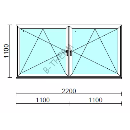TO Bny-Bny ablak.  220x110 cm (Rendelhető méretek: szélesség 215-224 cm, magasság 105-114 cm.)   Green 76 profilból
